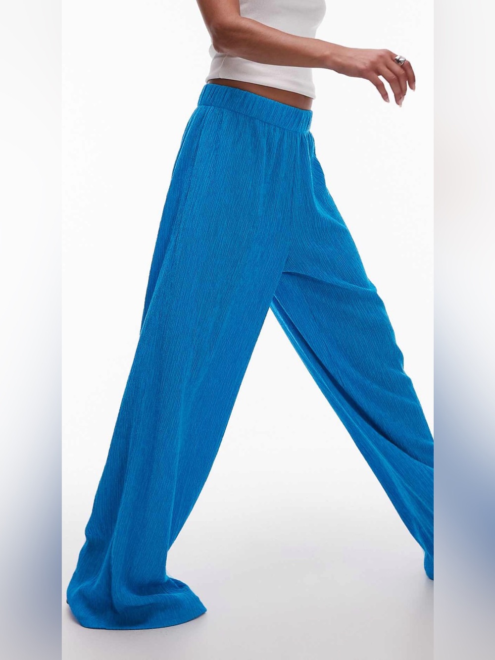Topshop Wide leg textured pants